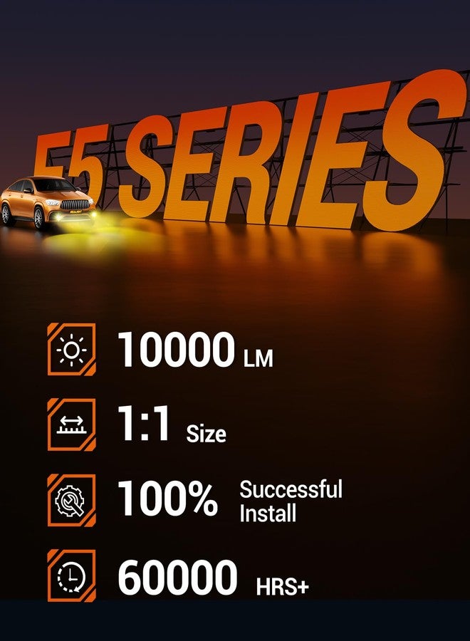 SEALIGHT H11 LED Fog Light Bulbs Yellow, 600% Brightness 12000LM H8 H9 H16 Fog lamp Lights or Daytime Running Lamp, 3000K Golden Yellow, Pack of 2 - Image 2